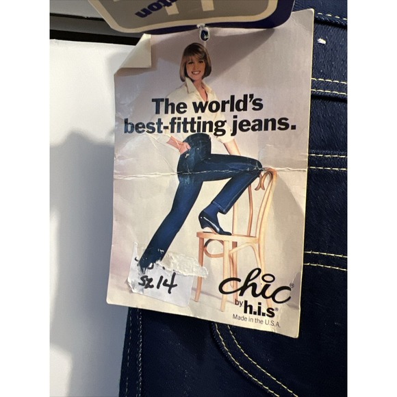 VTG Chic by H.I.S. High Waisted Blue Jeans Size 14 Long/Tall NWT Made In USA - Picture 6 of 12